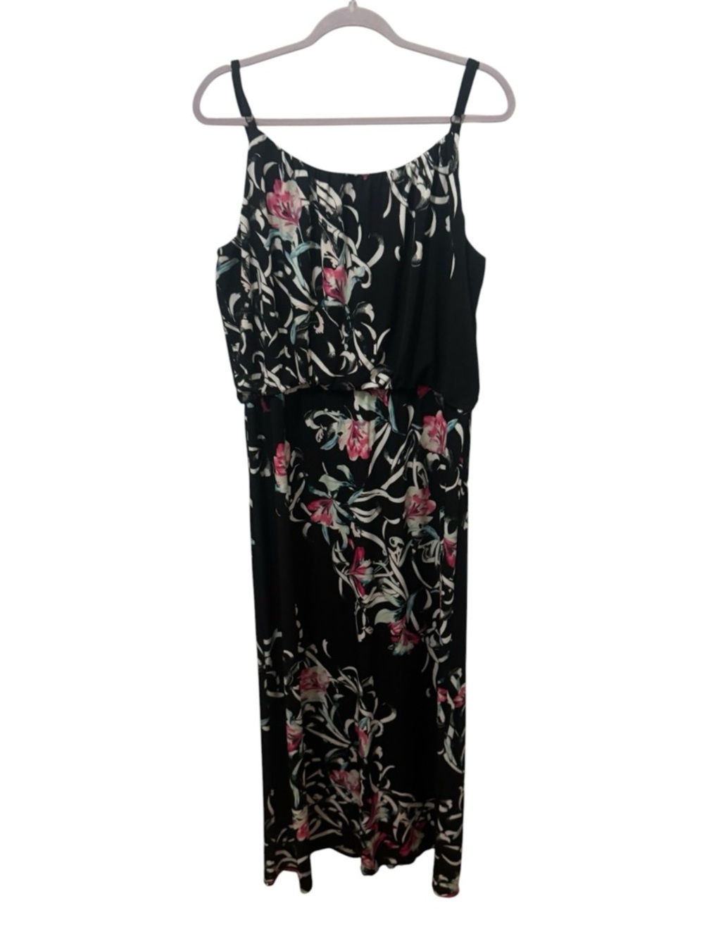White House Black Market Black Floral Dress Size XL - Picture 3 of 5